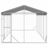 Kojec dla psa, z dachem, srebrny, 3x7,5x2,5 m, stal