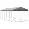 Kojec dla psa, z dachem, srebrny, 3x7,5x2,5 m, stal