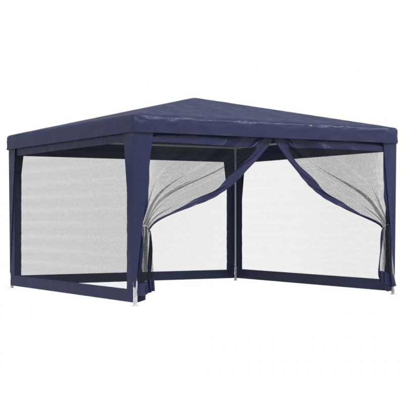 Namiot imprezowy z 4 ścianami z siatki, niebieski, 4x4 m, HDPE