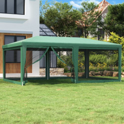 Namiot imprezowy z 6 ścianami z siatki, zielony, 6x4 m, HDPE