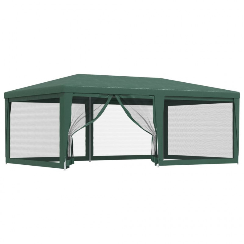 Namiot imprezowy z 6 ścianami z siatki, zielony, 6x4 m, HDPE