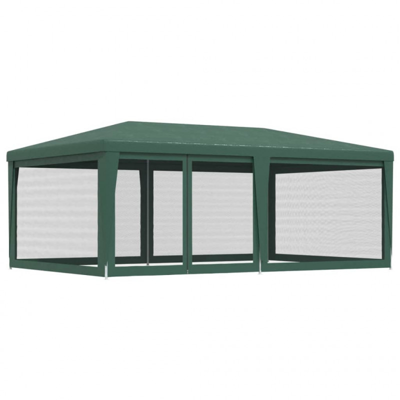 Namiot imprezowy z 6 ścianami z siatki, zielony, 6x4 m, HDPE