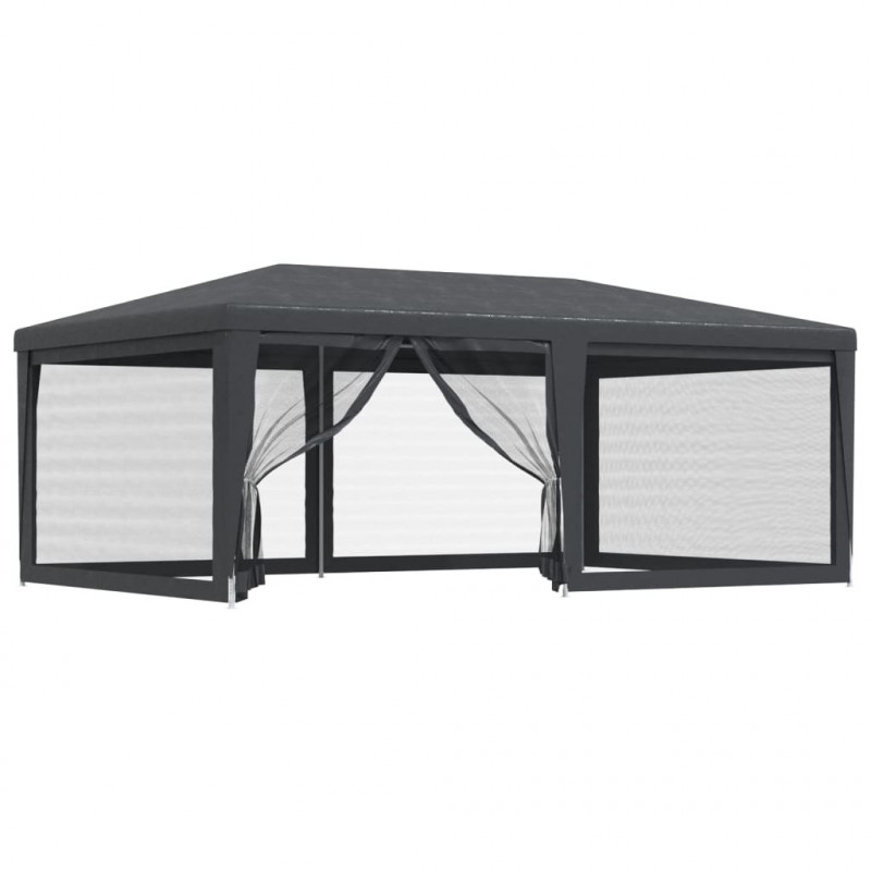 Namiot imprezowy z 6 ścianami z siatki, antracyt, 6x4 m, HDPE