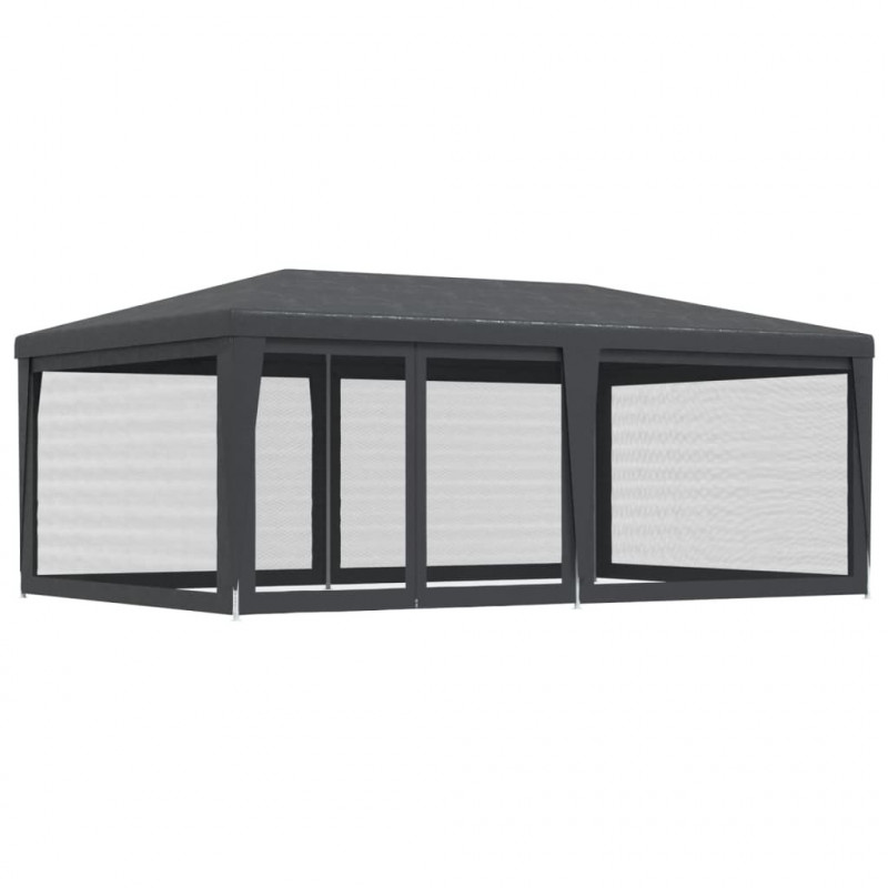 Namiot imprezowy z 6 ścianami z siatki, antracyt, 6x4 m, HDPE