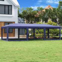 Namiot imprezowy z 8 ścianami z siatki, niebieski, 9x4 m, HDPE