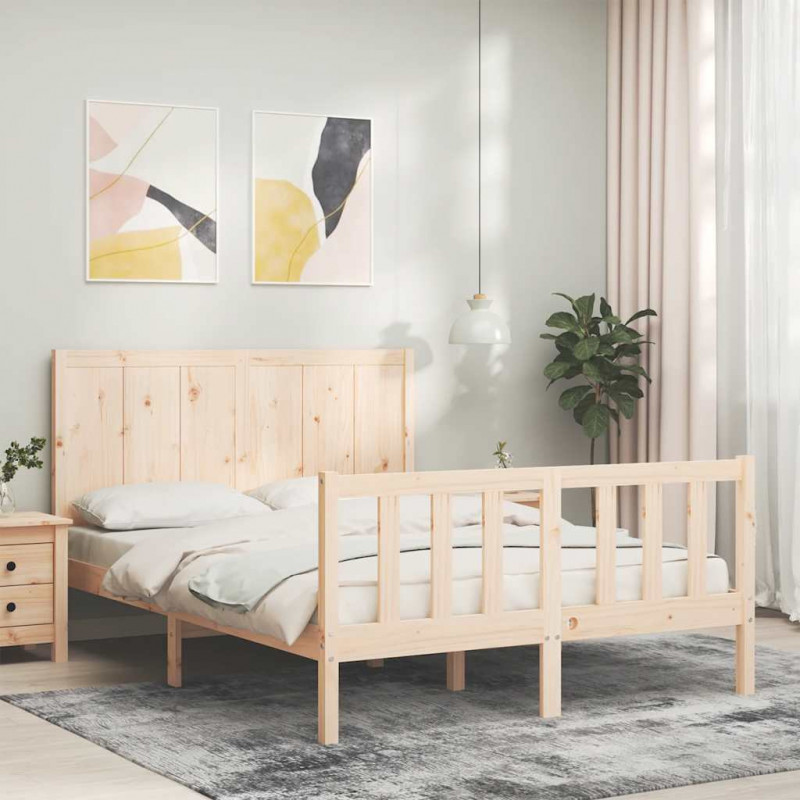 Rama łóżka bez materaca, 140x200 cm, lite drewno sosnowe