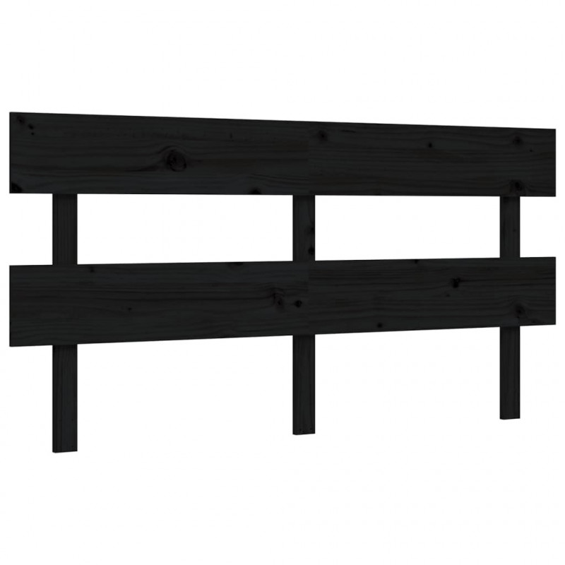 Rama łóżka z wezgłowiem, czarna, King Size, lite drewno