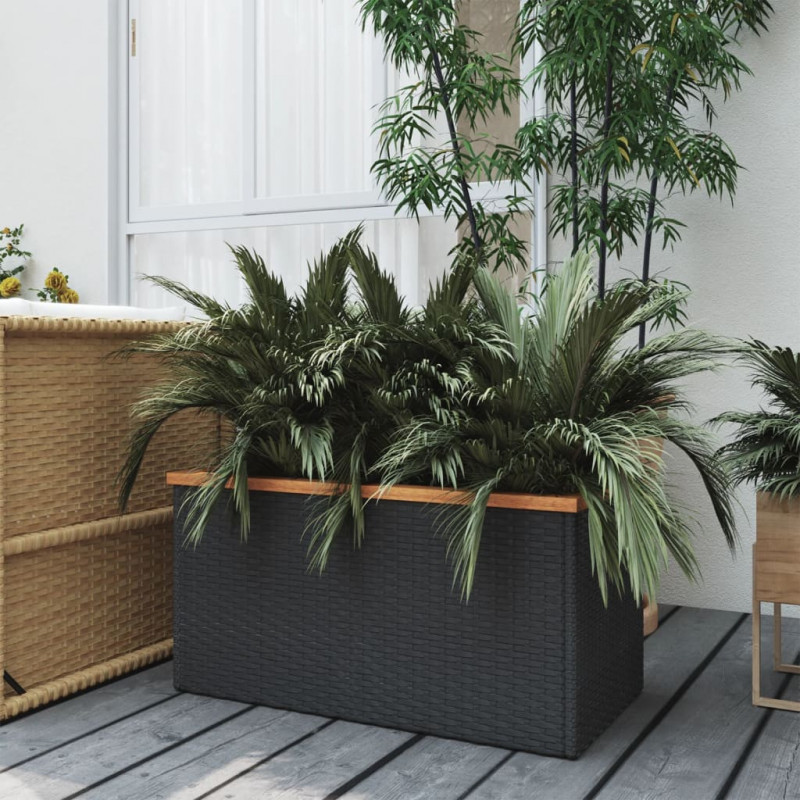 Donica, czarna, 80x40x40 cm, polirattan