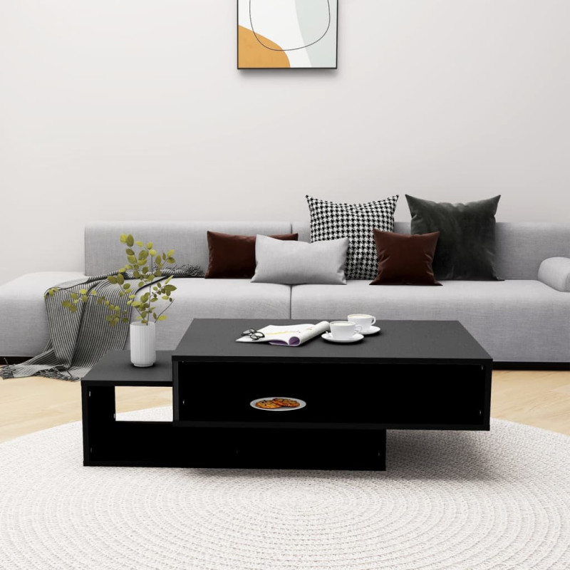 Stolik kawowy, czarny, 105x55x32 cm, materiał drewnopochodny