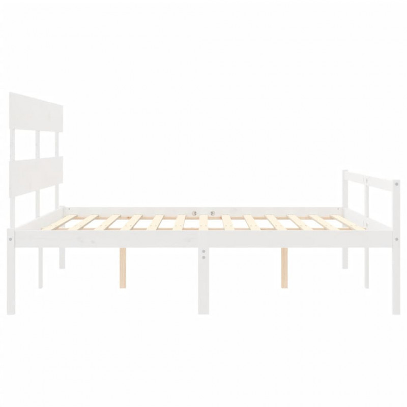 Łóżko dla seniora, z wezgłowiem, białe, 200x200 cm, lite drewno