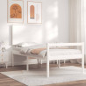 Łóżko dla seniora, z wezgłowiem, białe, 90x200 cm, lite drewno