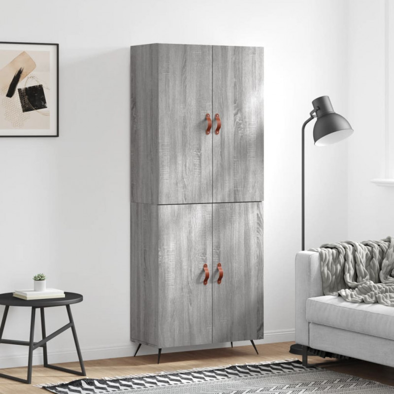 Witrynka szary dąb sonoma 69,5x34x180cm materiał drewnopochodny