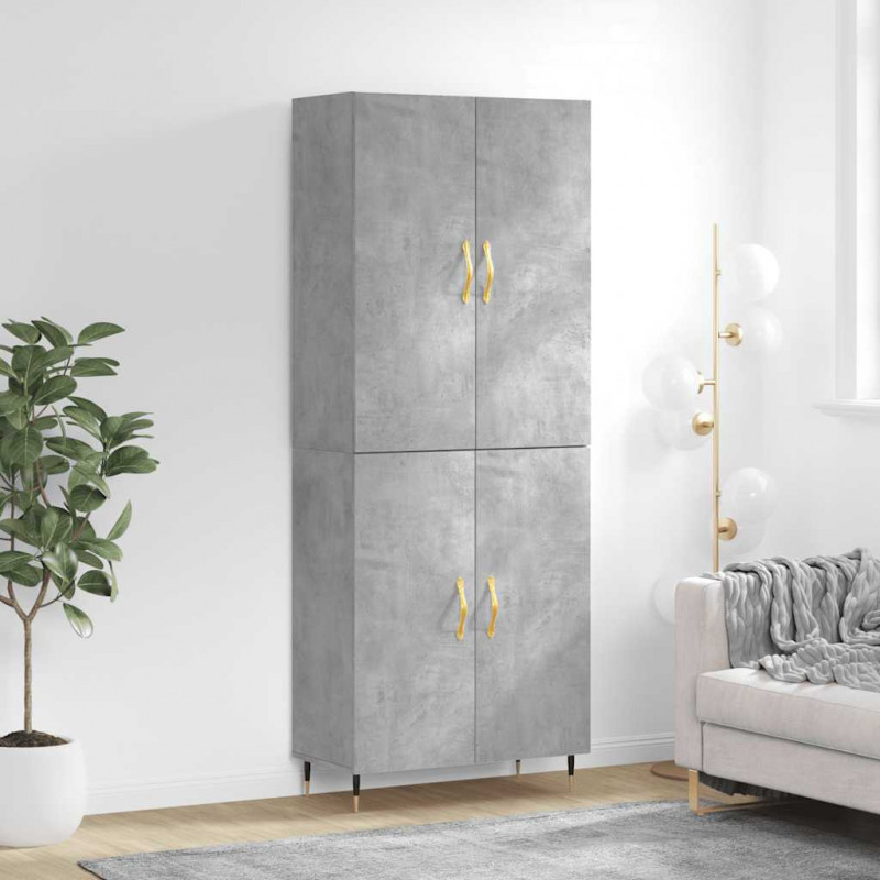 Witrynka, szarość betonu 69,5x34x180 cm materiał drewnopochodny