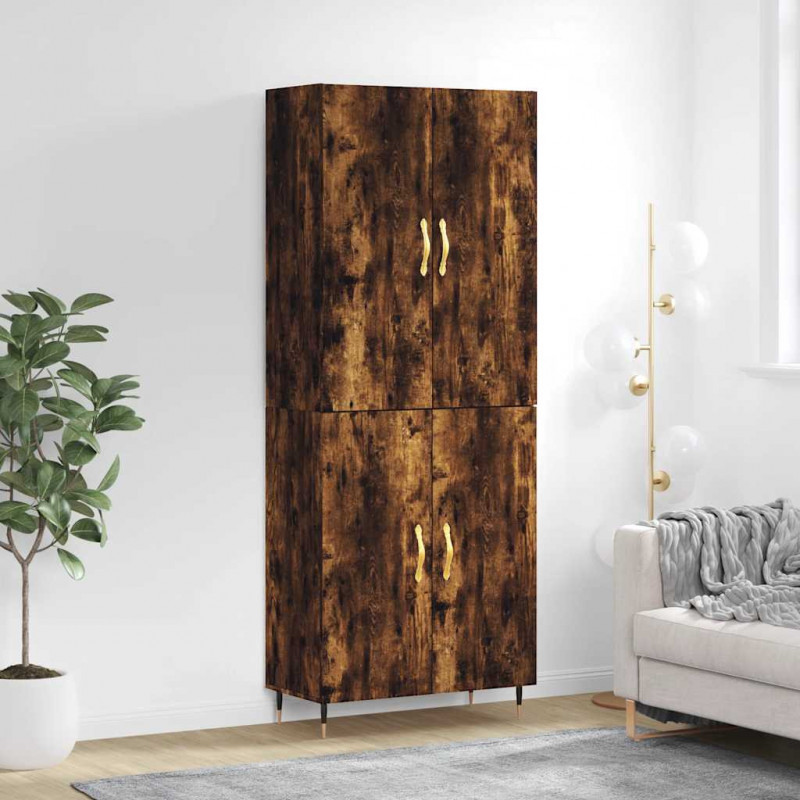 Witrynka przydymiony dąb 69,5x34x180 cm materiał drewnopochodny