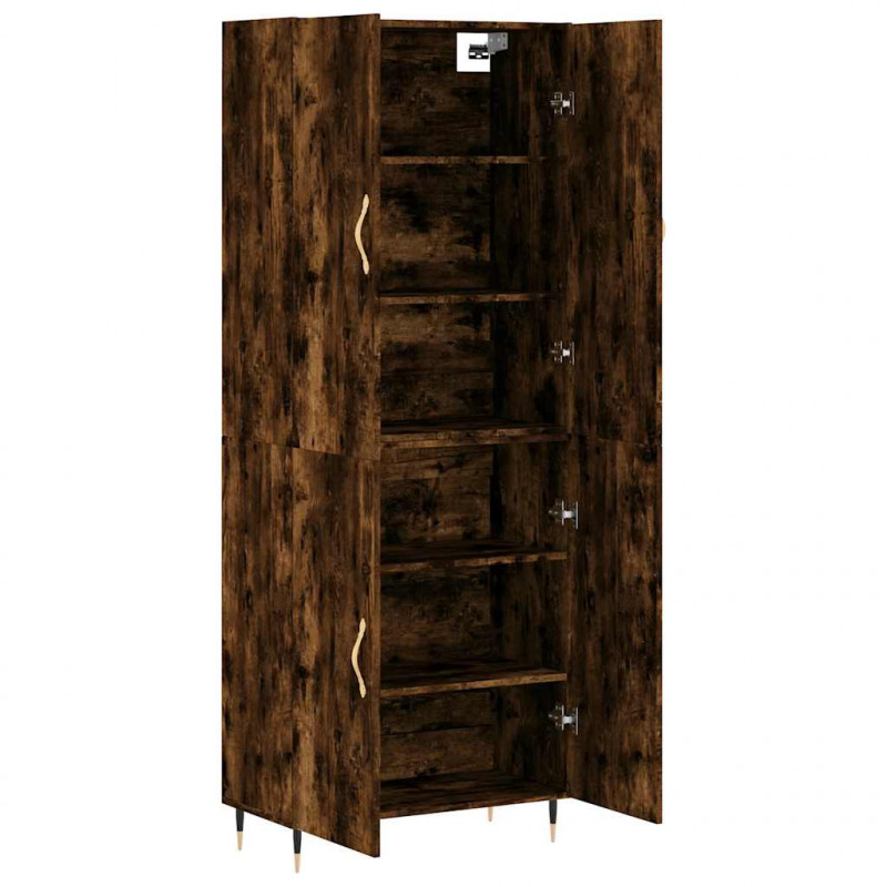Witrynka przydymiony dąb 69,5x34x180 cm materiał drewnopochodny