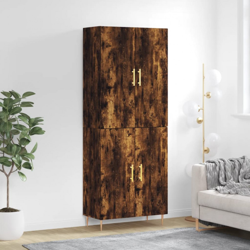 Witrynka przydymiony dąb 69,5x34x180 cm materiał drewnopochodny