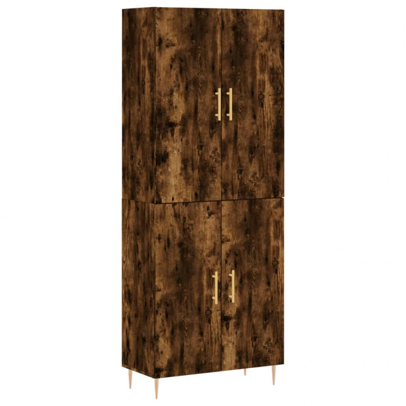 Witrynka przydymiony dąb 69,5x34x180 cm materiał drewnopochodny