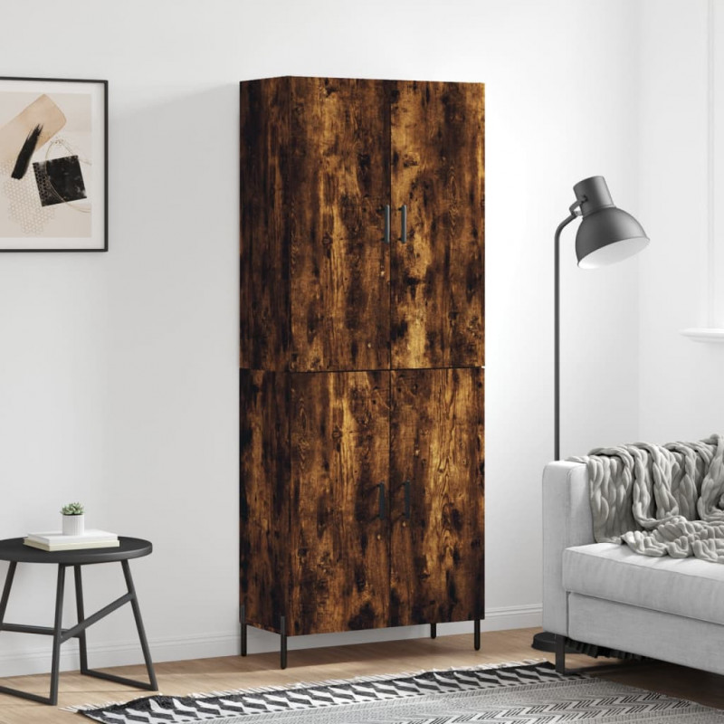 Witrynka przydymiony dąb 69,5x34x180 cm materiał drewnopochodny