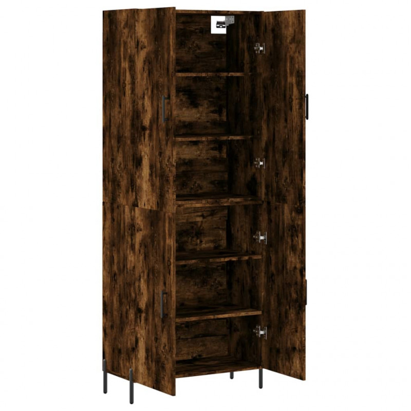 Witrynka przydymiony dąb 69,5x34x180 cm materiał drewnopochodny
