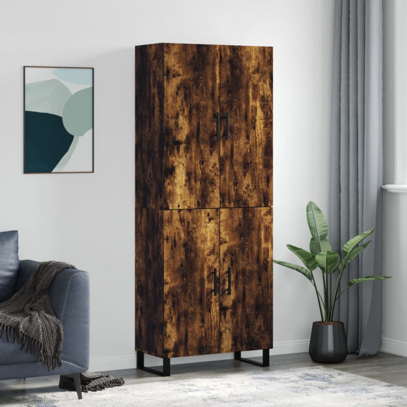Witrynka przydymiony dąb 69,5x34x180 cm materiał drewnopochodny