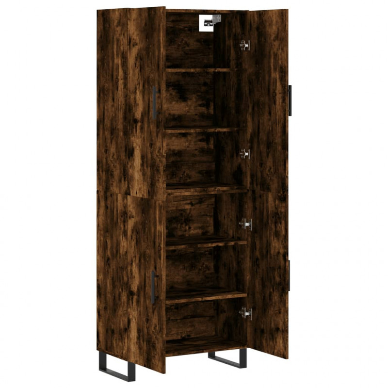 Witrynka przydymiony dąb 69,5x34x180 cm materiał drewnopochodny