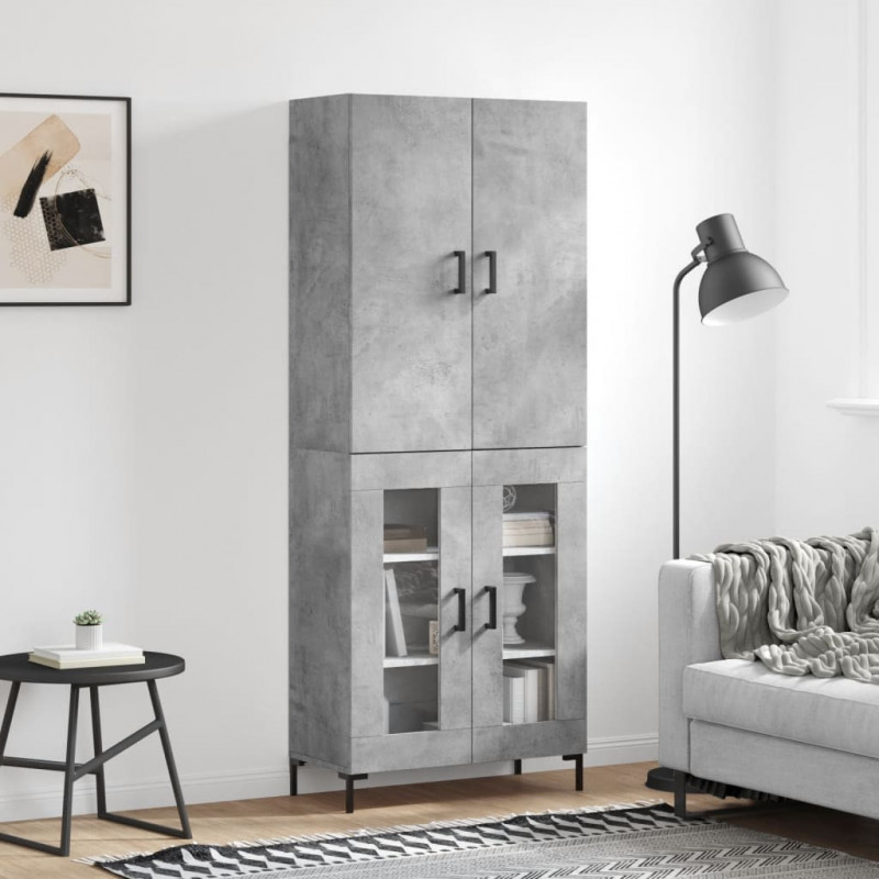 Witrynka, szarość betonu 69,5x34x180 cm materiał drewnopochodny