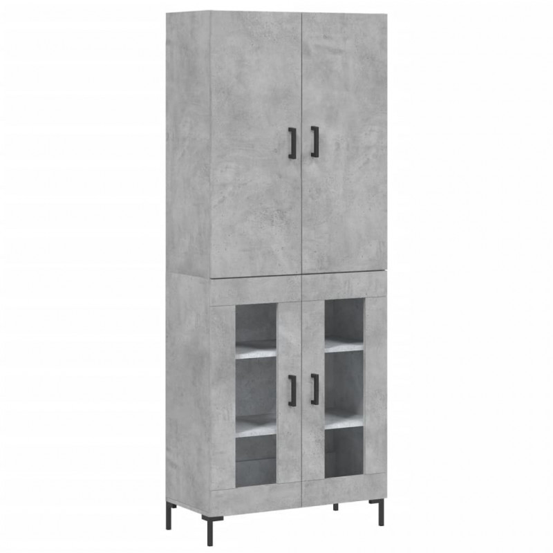 Witrynka, szarość betonu 69,5x34x180 cm materiał drewnopochodny