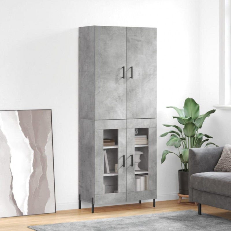 Witrynka, szarość betonu 69,5x34x180 cm materiał drewnopochodny