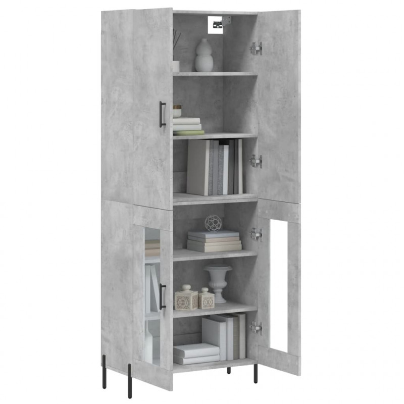 Witrynka, szarość betonu 69,5x34x180 cm materiał drewnopochodny