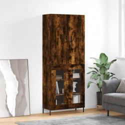 Witrynka przydymiony dąb 69,5x34x180 cm materiał drewnopochodny