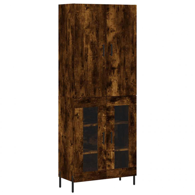 Witrynka przydymiony dąb 69,5x34x180 cm materiał drewnopochodny