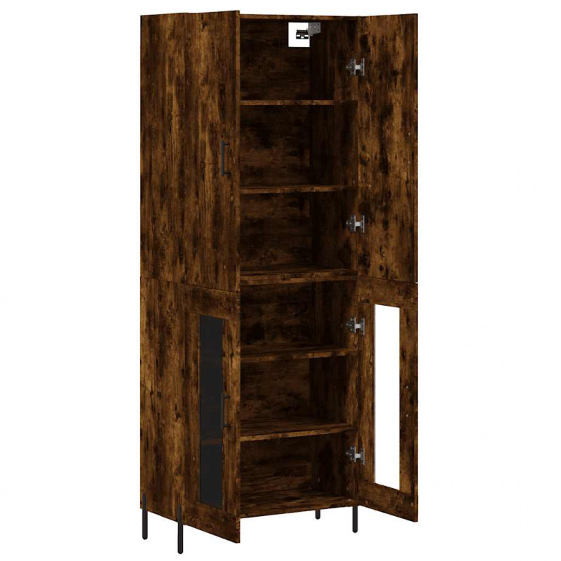 Witrynka przydymiony dąb 69,5x34x180 cm materiał drewnopochodny
