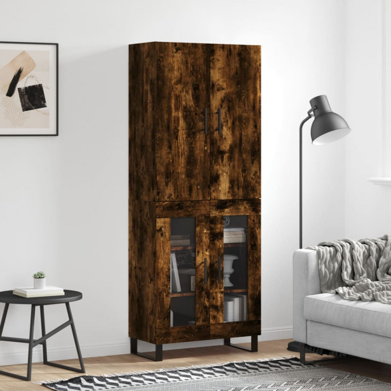 Witrynka przydymiony dąb 69,5x34x180 cm materiał drewnopochodny