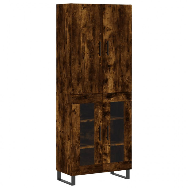 Witrynka przydymiony dąb 69,5x34x180 cm materiał drewnopochodny