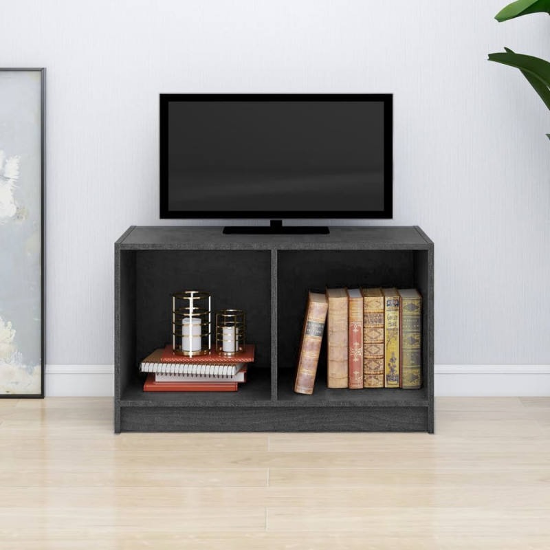 Szafka pod telewizor, szara, 70x33x42 cm, lite drewno sosnowe