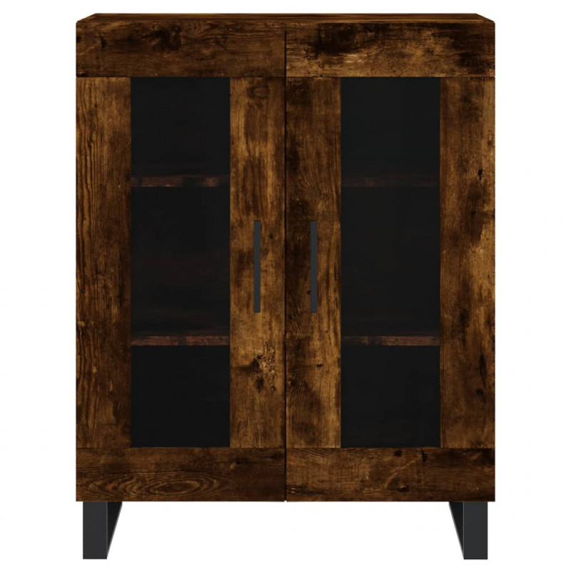 Witrynka przydymiony dąb 69,5x34x180 cm materiał drewnopochodny