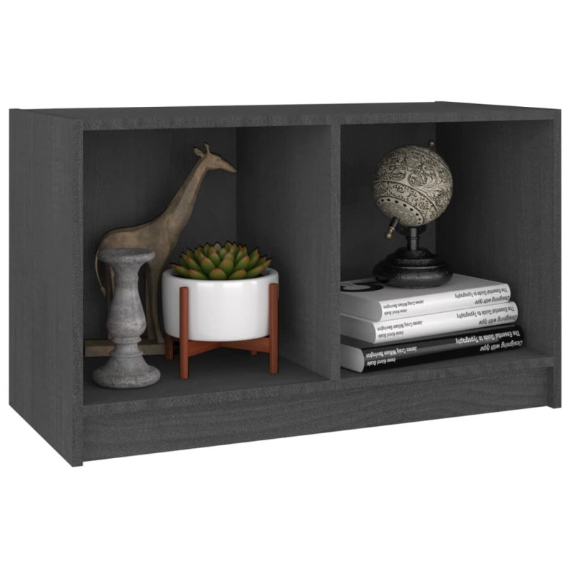 Szafka pod telewizor, szara, 70x33x42 cm, lite drewno sosnowe