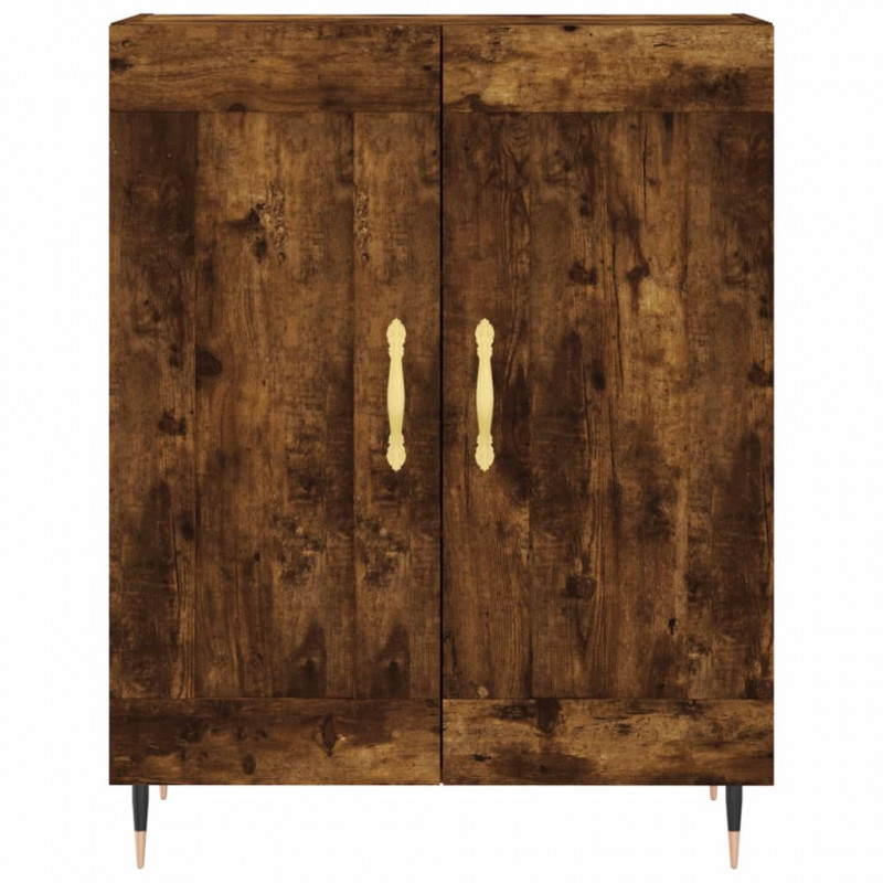 Witrynka przydymiony dąb 69,5x34x180 cm materiał drewnopochodny
