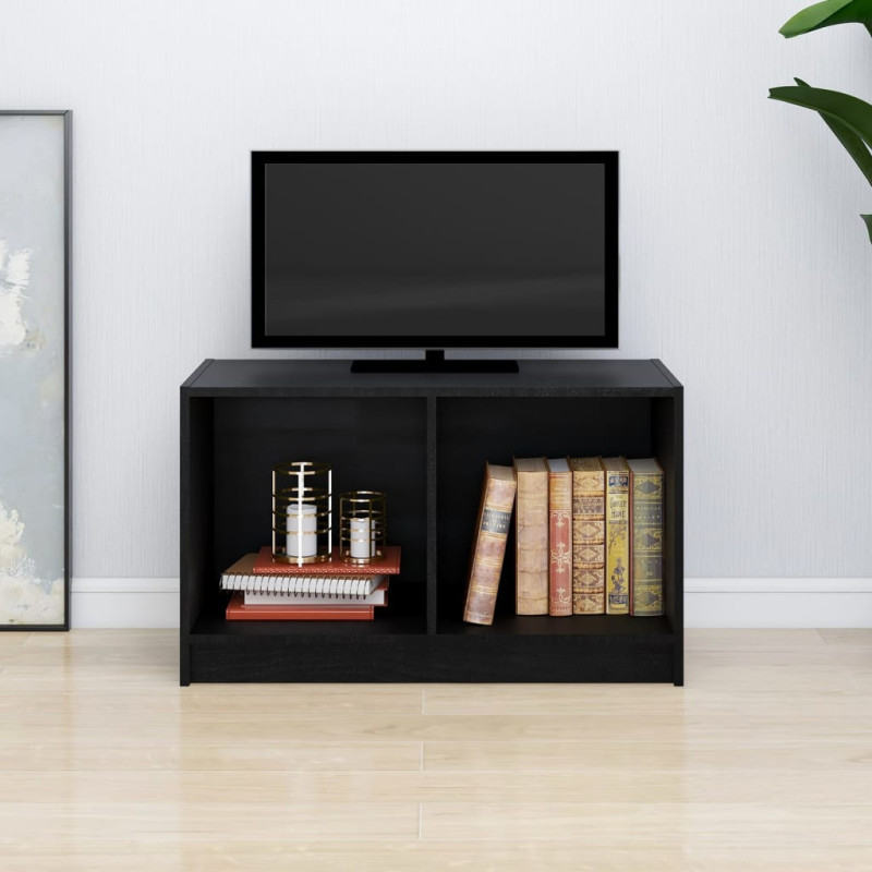 Szafka pod telewizor, czarna, 70x33x42 cm, lite drewno sosnowe