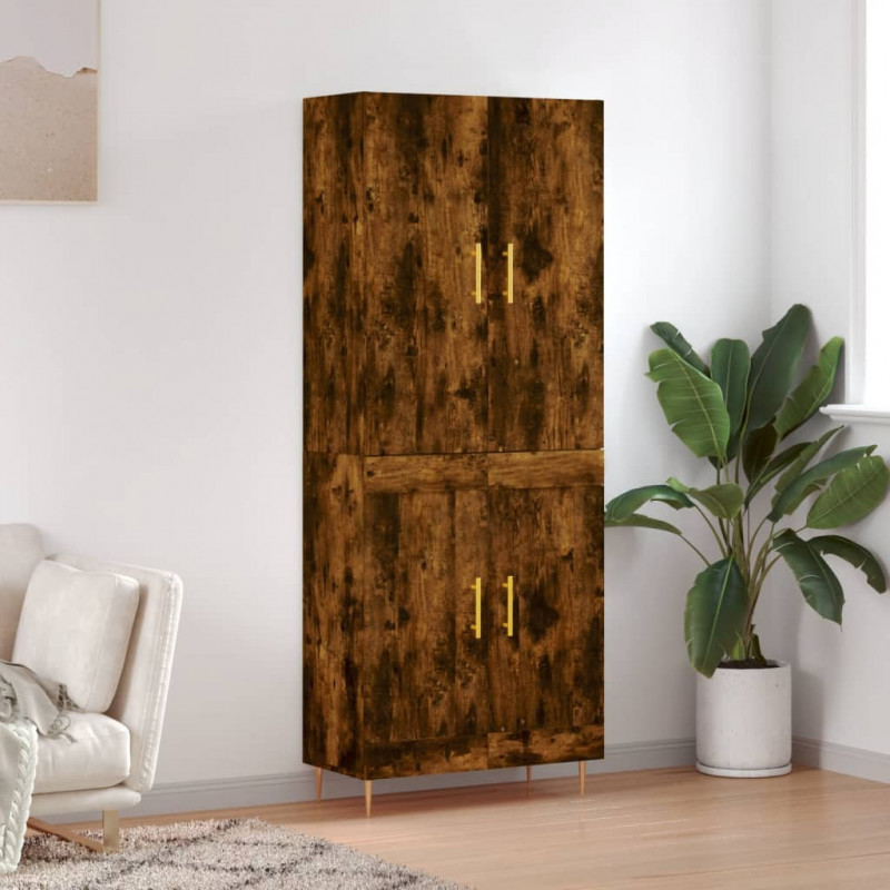Witrynka przydymiony dąb 69,5x34x180 cm materiał drewnopochodny