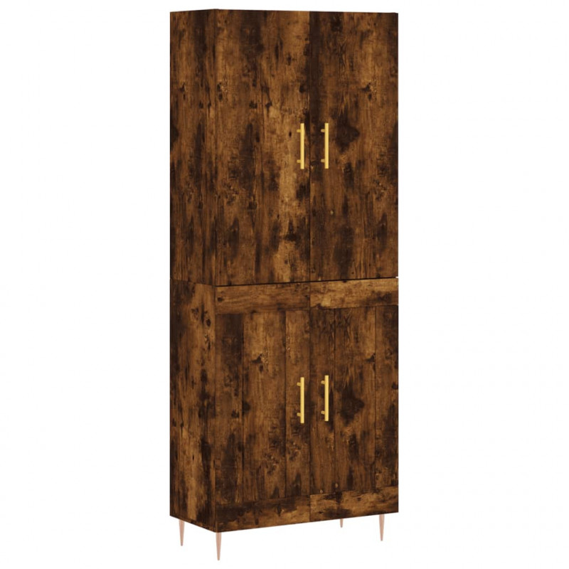 Witrynka przydymiony dąb 69,5x34x180 cm materiał drewnopochodny