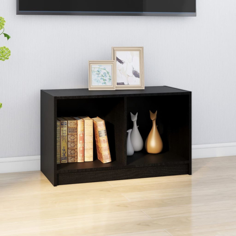 Szafka pod telewizor, czarna, 70x33x42 cm, lite drewno sosnowe