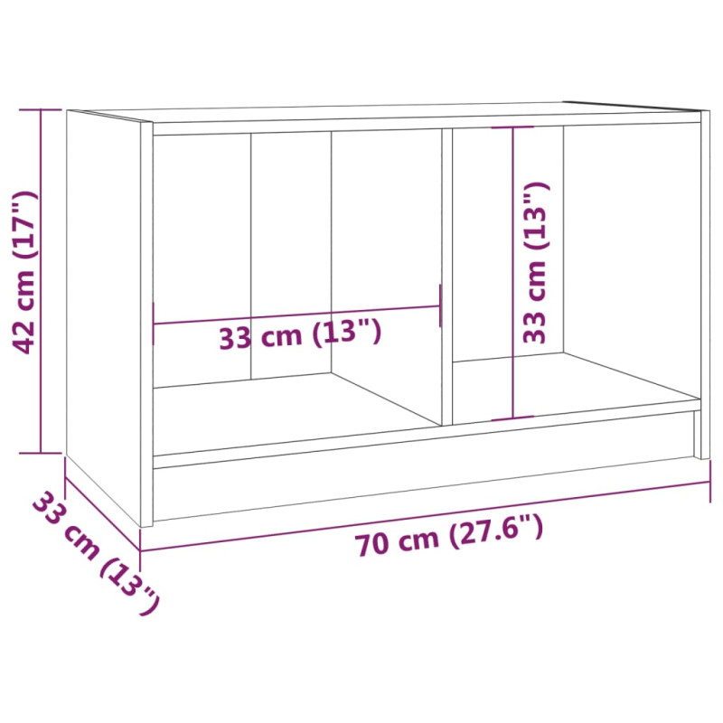 Szafka pod telewizor, czarna, 70x33x42 cm, lite drewno sosnowe