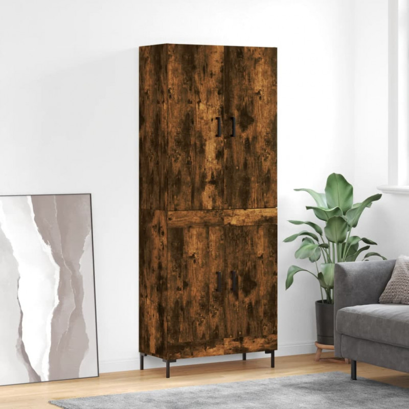 Witrynka przydymiony dąb 69,5x34x180 cm materiał drewnopochodny