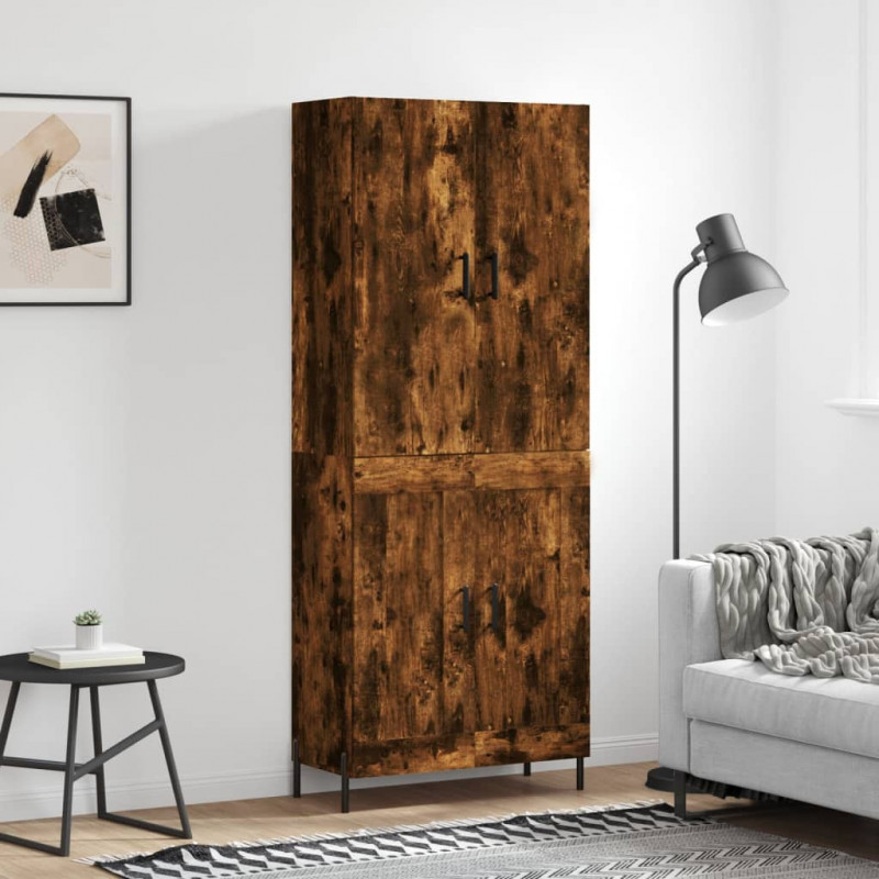 Witrynka przydymiony dąb 69,5x34x180 cm materiał drewnopochodny