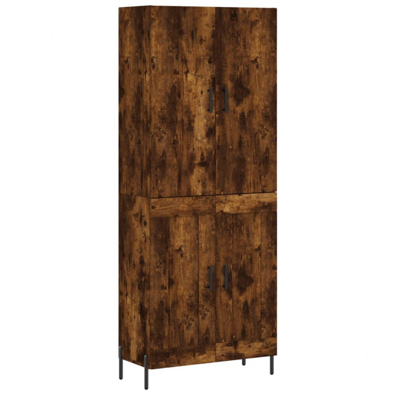 Witrynka przydymiony dąb 69,5x34x180 cm materiał drewnopochodny
