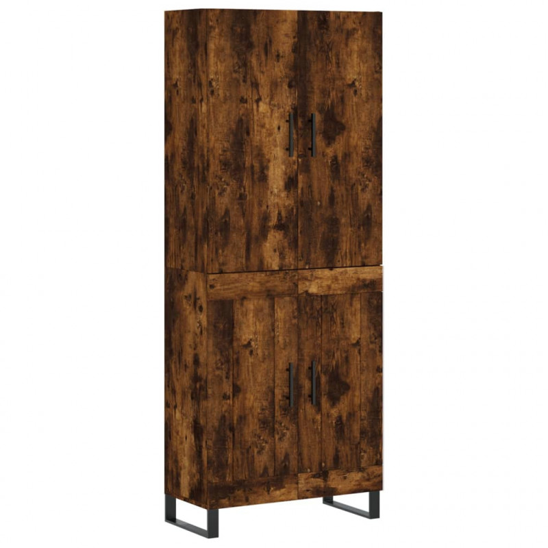 Witrynka przydymiony dąb 69,5x34x180 cm materiał drewnopochodny