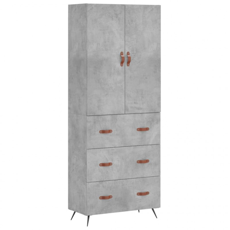 Witrynka, szarość betonu 69,5x34x180 cm materiał drewnopochodny