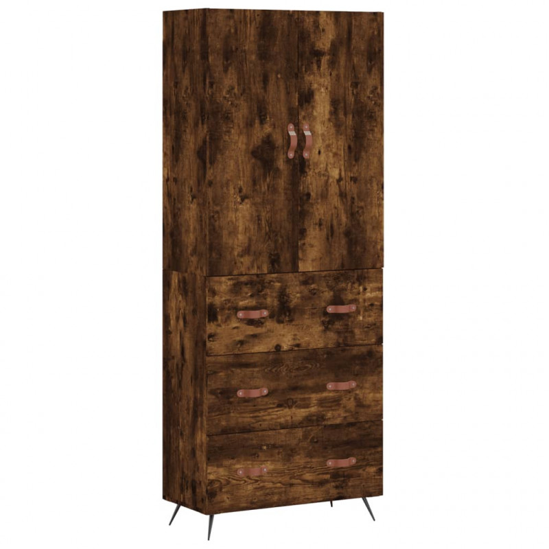 Witrynka przydymiony dąb 69,5x34x180 cm materiał drewnopochodny