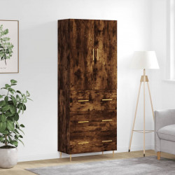 Witrynka przydymiony dąb 69,5x34x180 cm materiał drewnopochodny